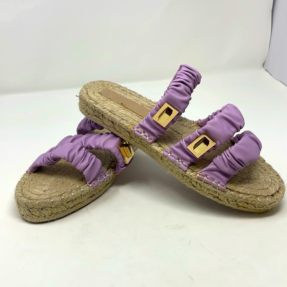 ASOS Design Purple Slip-On Double Scrunchie Strap Flat Espadrille Sandals Size 7